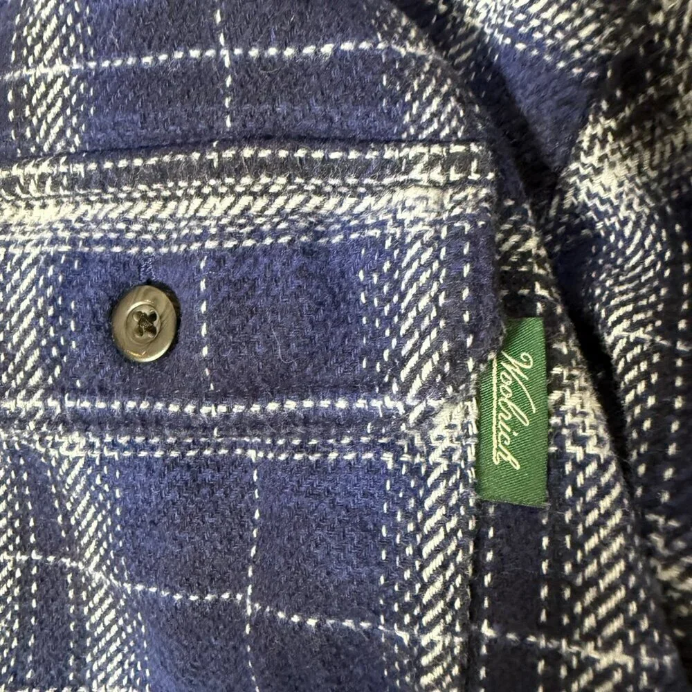 Woolrich Blue Plaid Flannel Cotton Shacket with Pockets Sz XXL